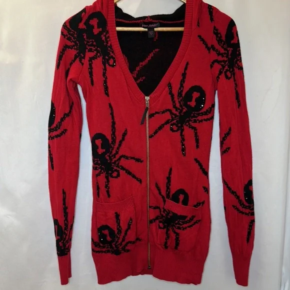 BETSEY JOHNSON Rare vintage Spider Rhinestone sweater Small - Picture 2 of 7